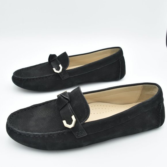 Cole Haan Women's Evelyn Bow Driver Driving Style Loafer, Black Nubuck, Size 7B - Picture 6 of 16